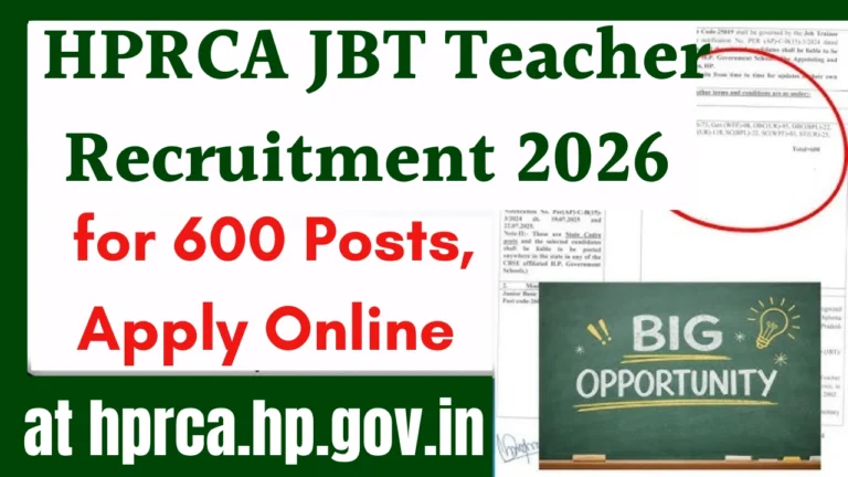 HPRCA JBT Teacher Recruitment 2026