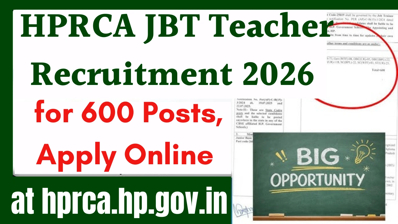 HPRCA JBT Teacher Recruitment 2026